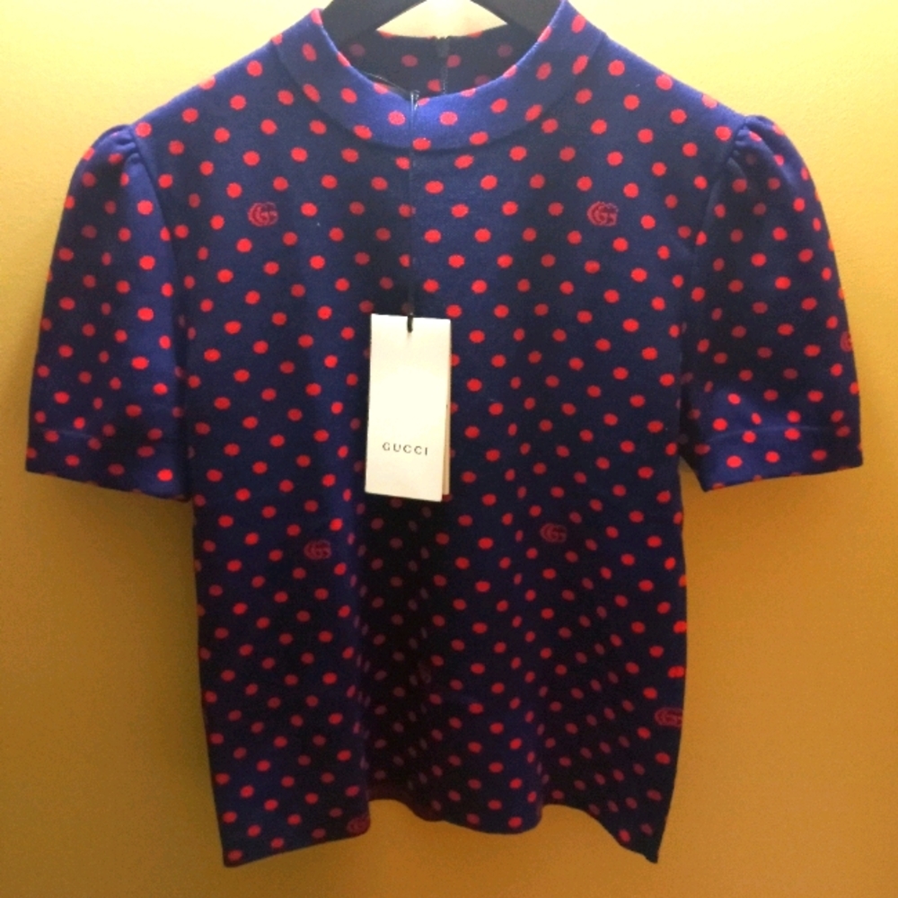 Blue and orange Gucci women's top 2 G monicur